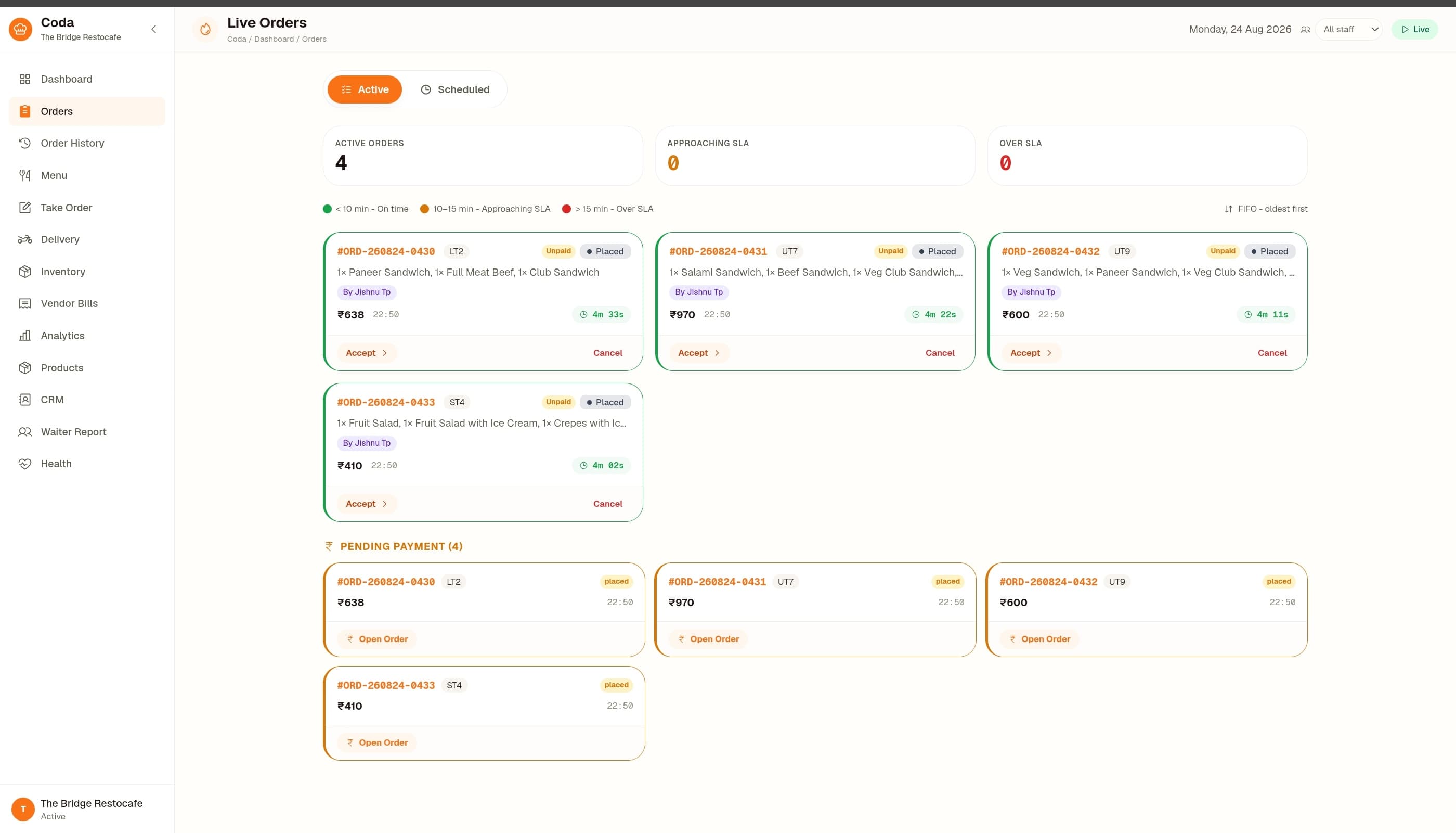 Owner dashboard on laptop